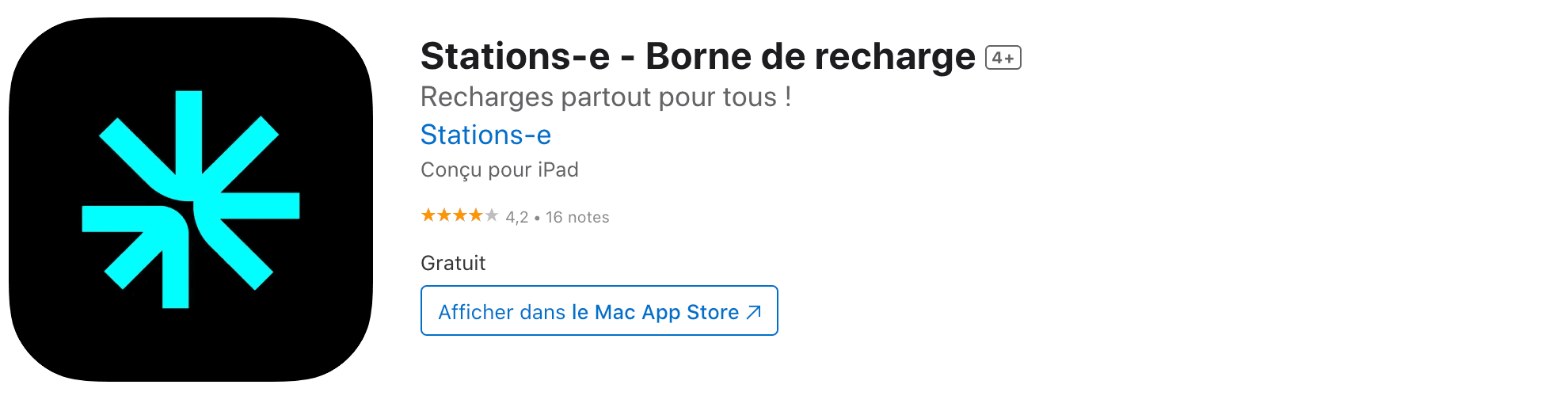 Application borne de recharge électrique Stations-e