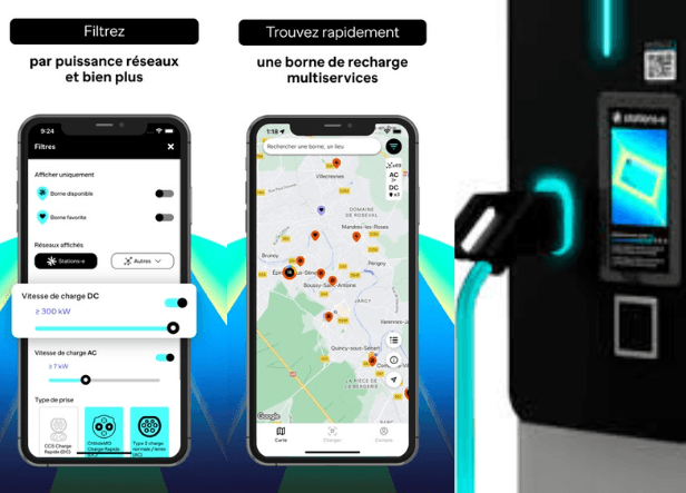 Application Stations-e borne de recharge de voiture électrique, App Store Play Store